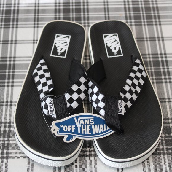 Vans Black and White Checkered Sandals (Flip Flop) Shoe Women's Size 7 NEW - Picture 2 of 3